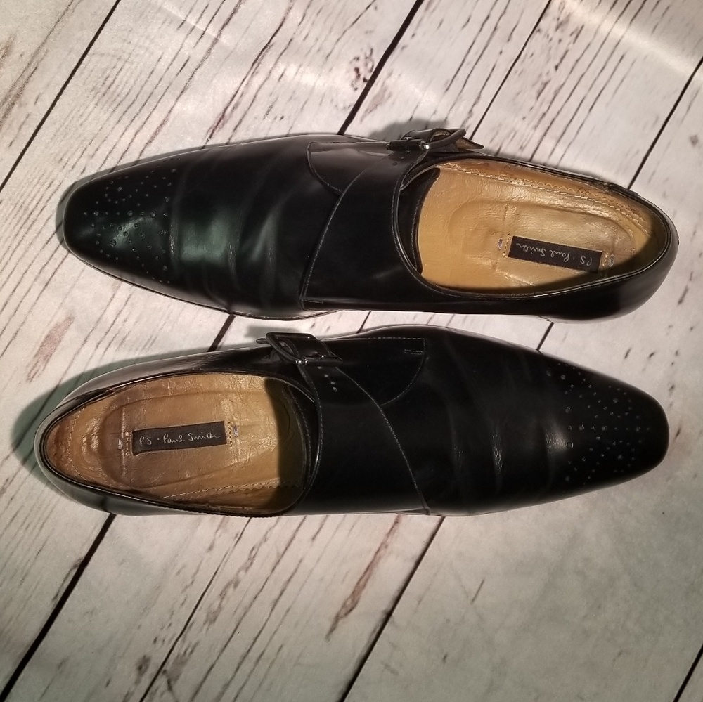PS Paul Smith Black Monk Strap Shoes